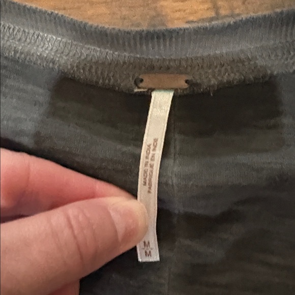 Free People Hope Henley Pointelle Top Medium in Washed Black - Picture 2 of 2